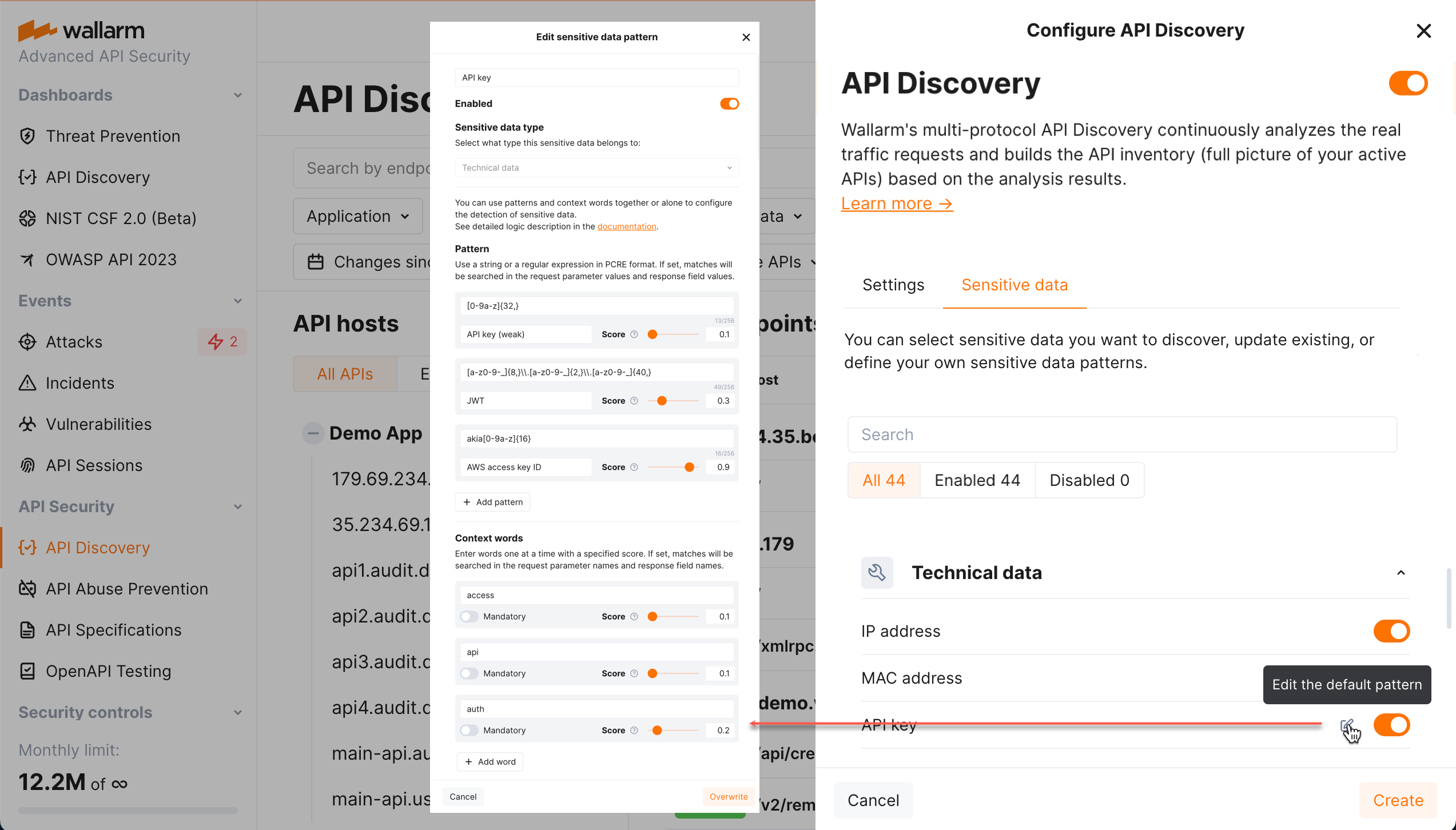 API Discovery – Settings - Sensitive data
