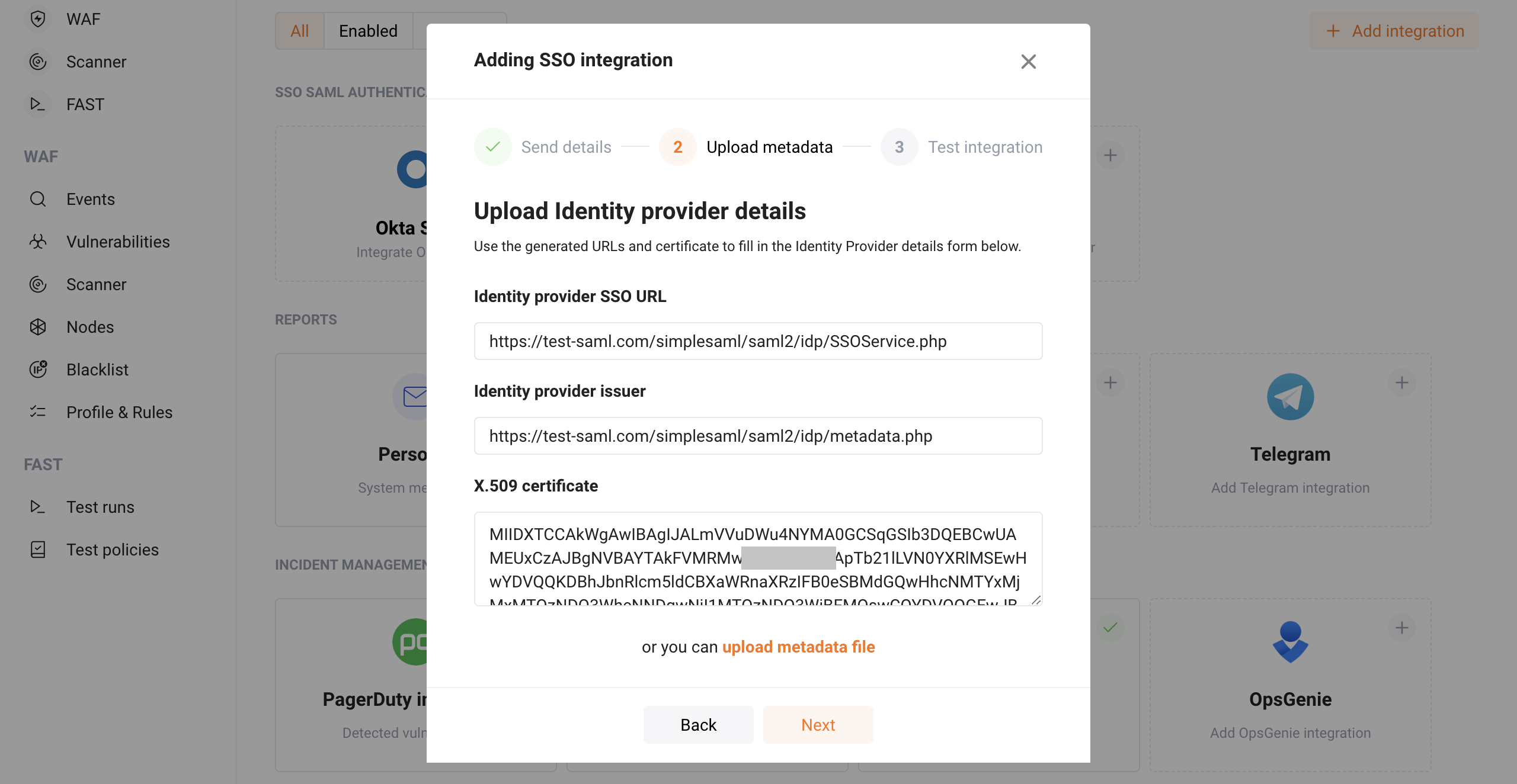 Entering the metadata manually