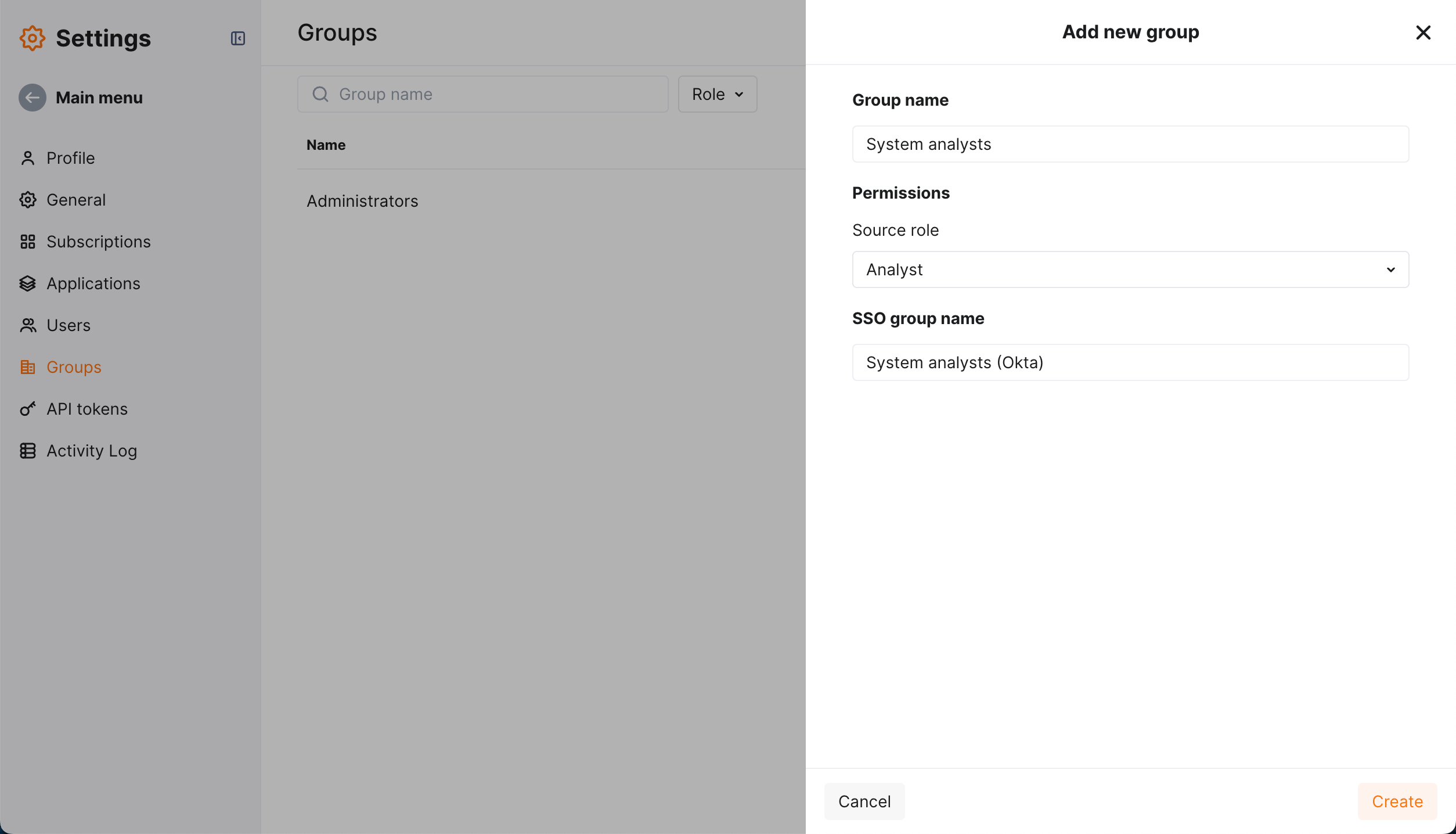 SSO, different permissions in different tenants, creating group