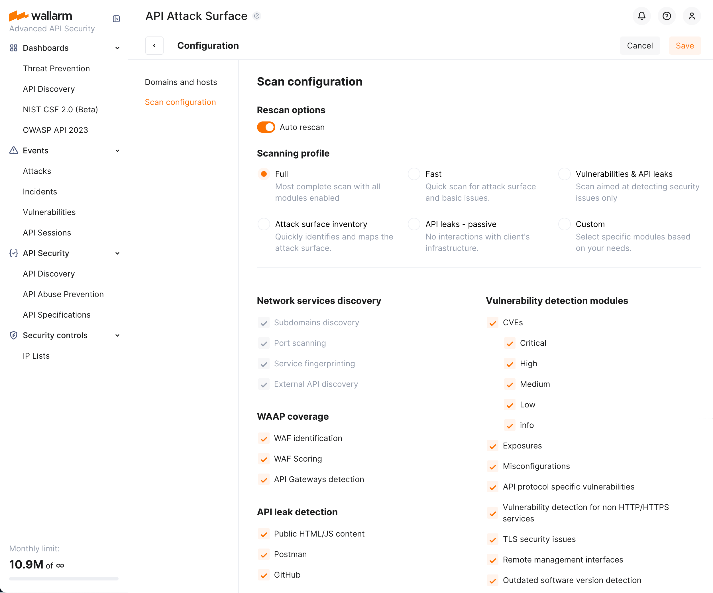 AASM - scan configuration