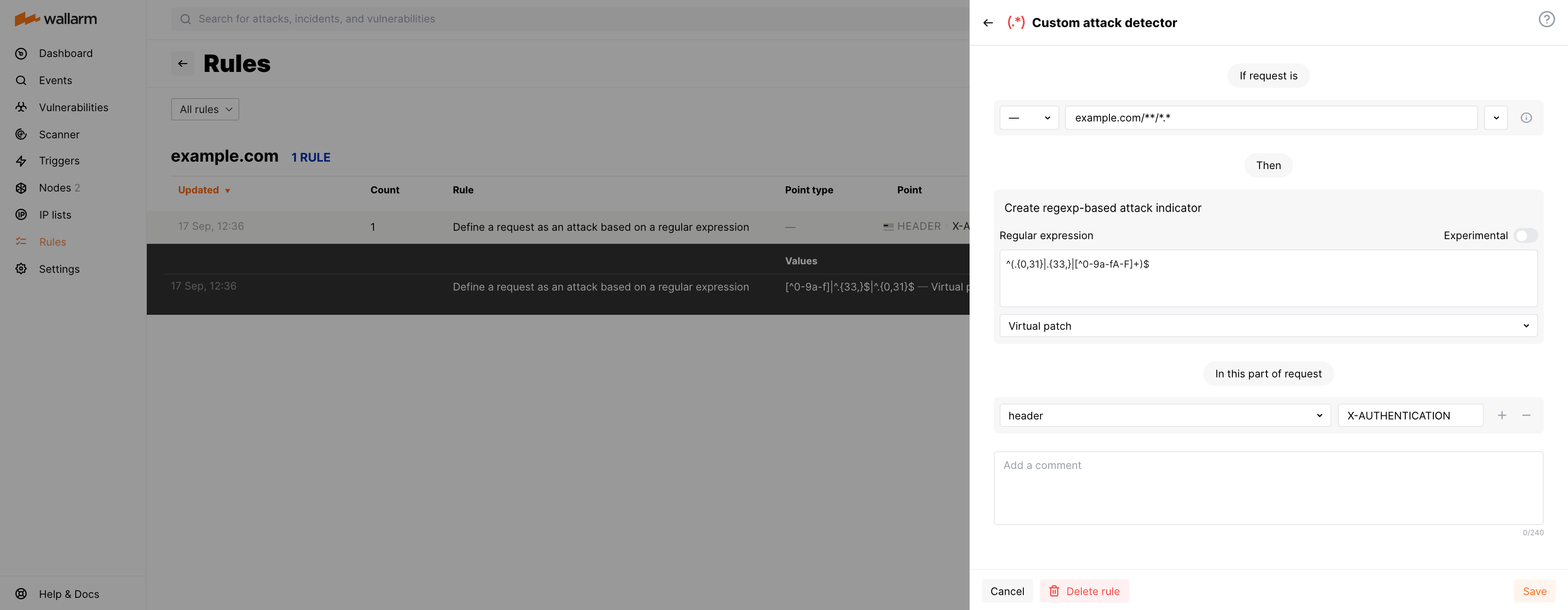 Regex rule first example