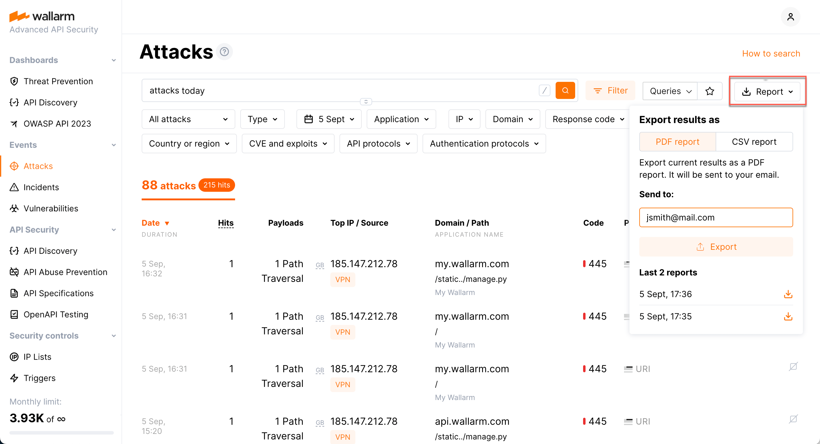 Attacks - creating report