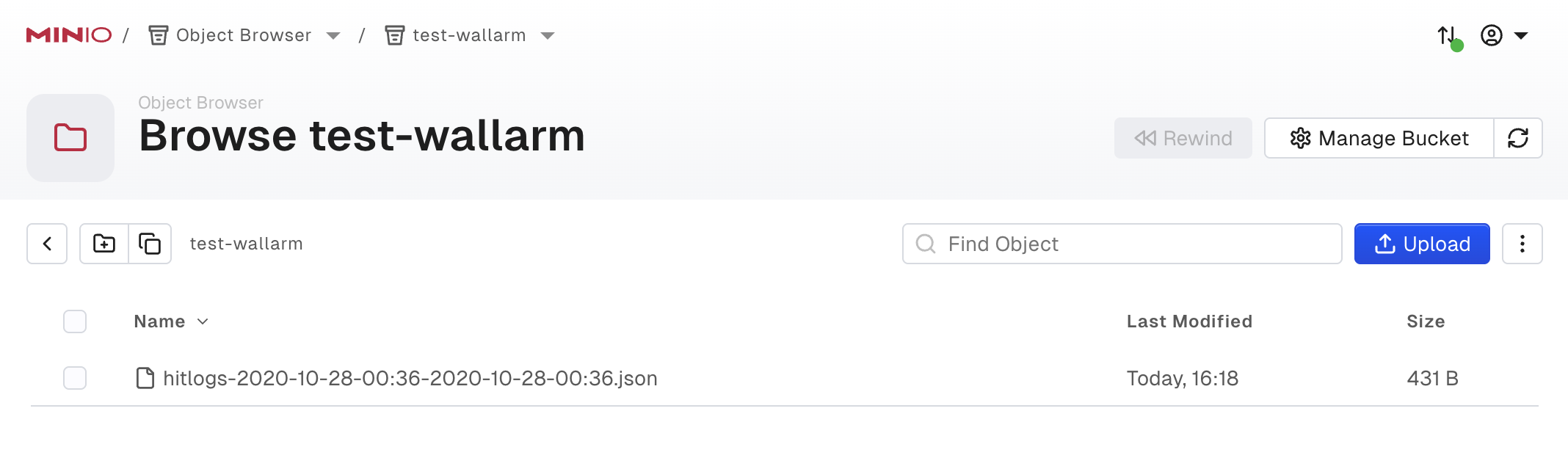 Hitlogs in MinIO bucket