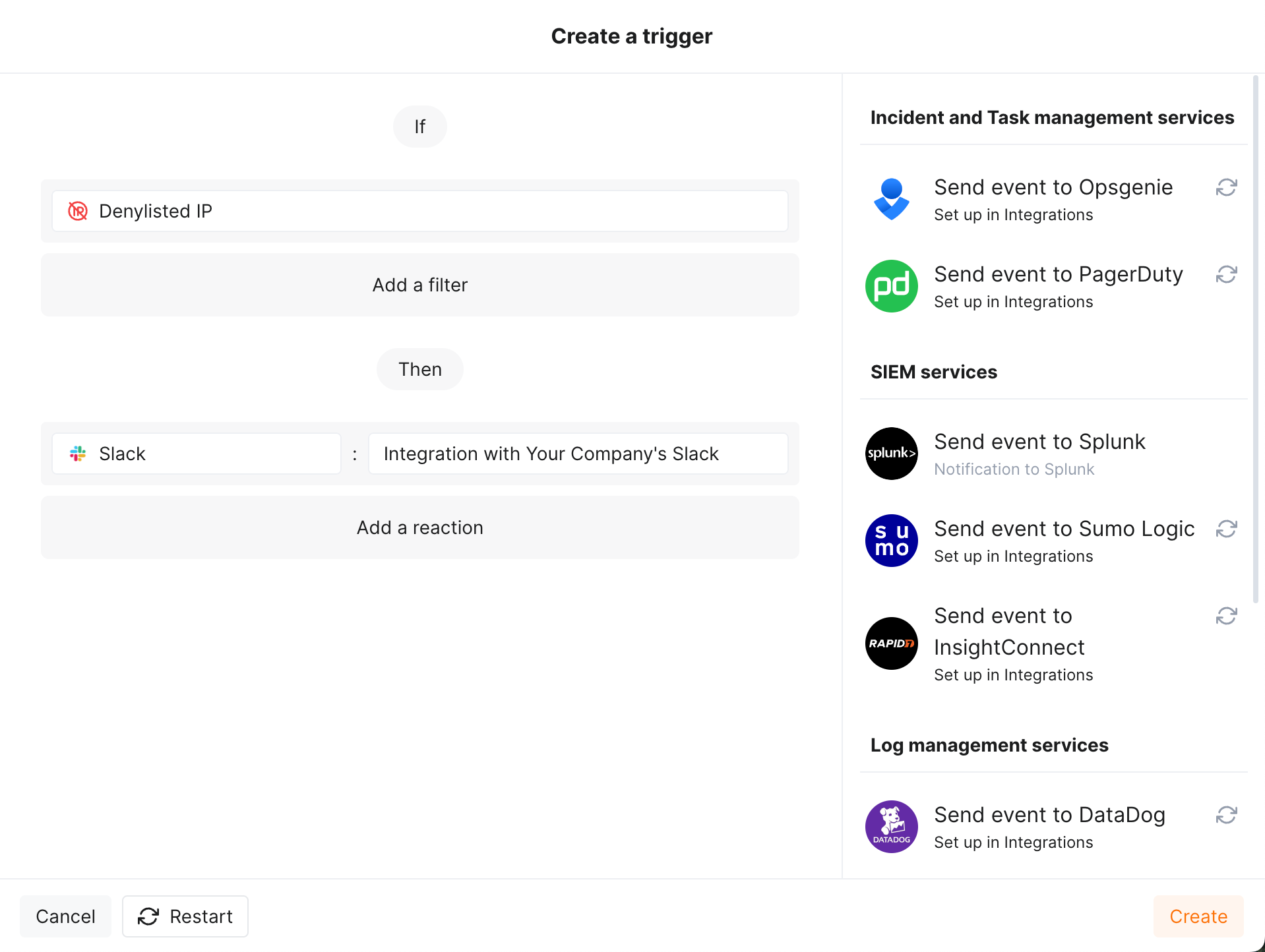 Example of trigger for denylisted IP