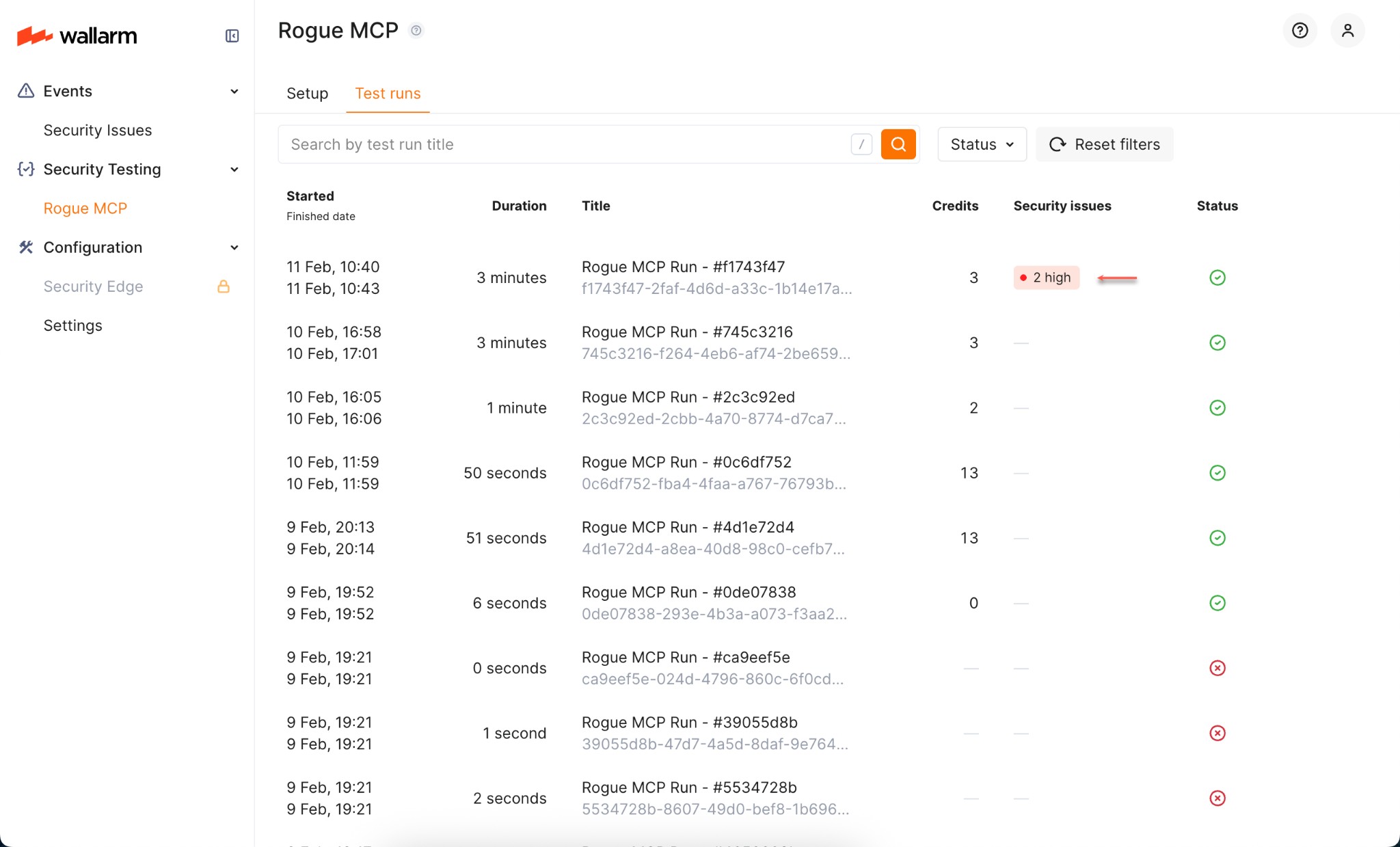 Rogue MCP - Test runs