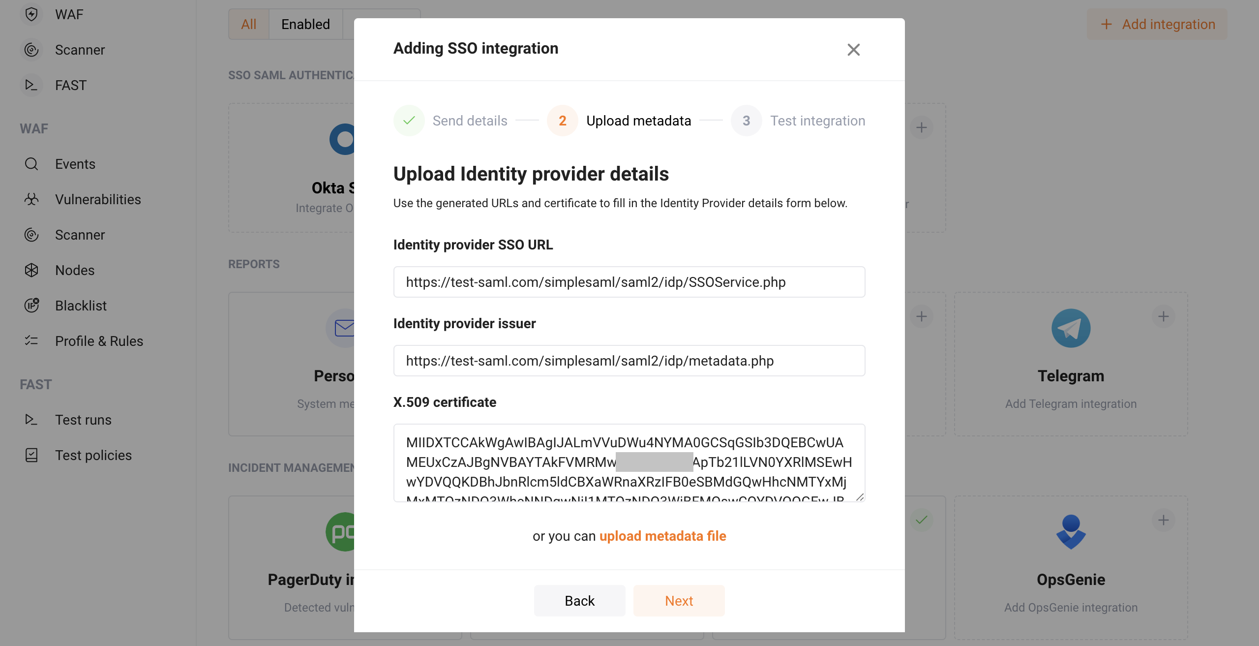 Entering the metadata manually