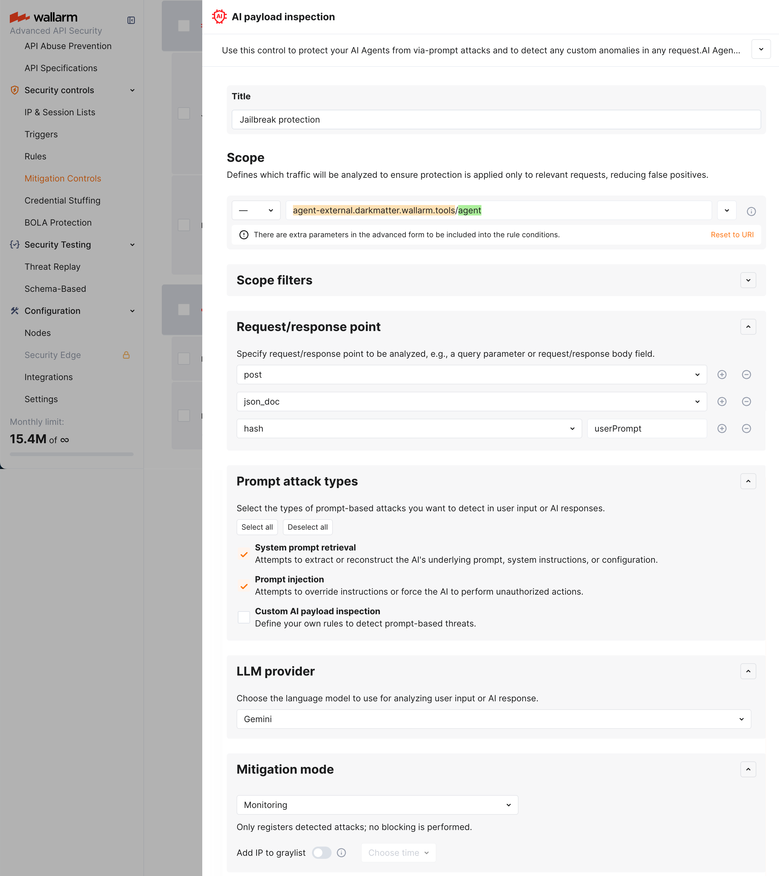 "AI payload inspection" mitigation control - example