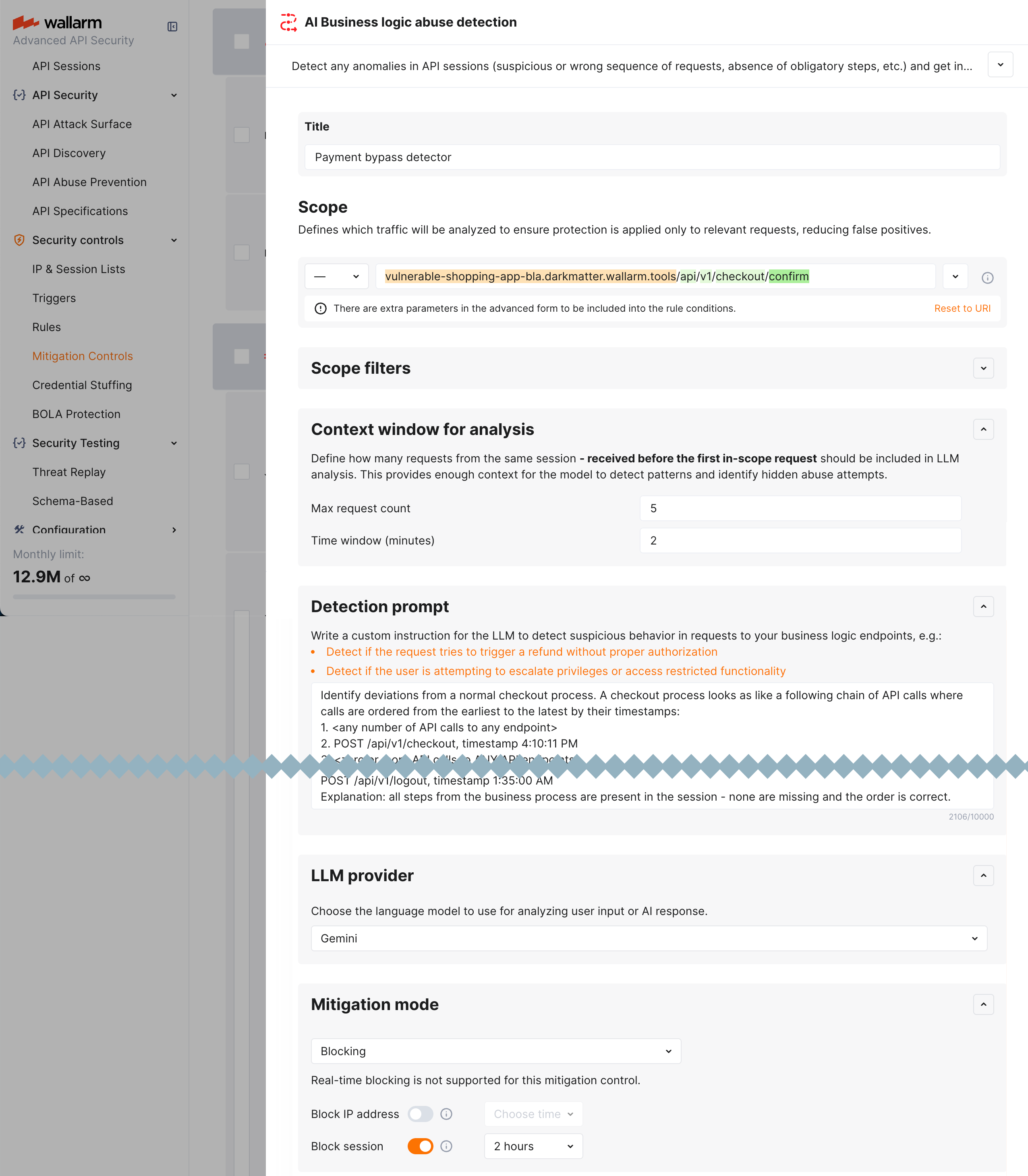 "AI Business logic abuse detection" mitigation control - example