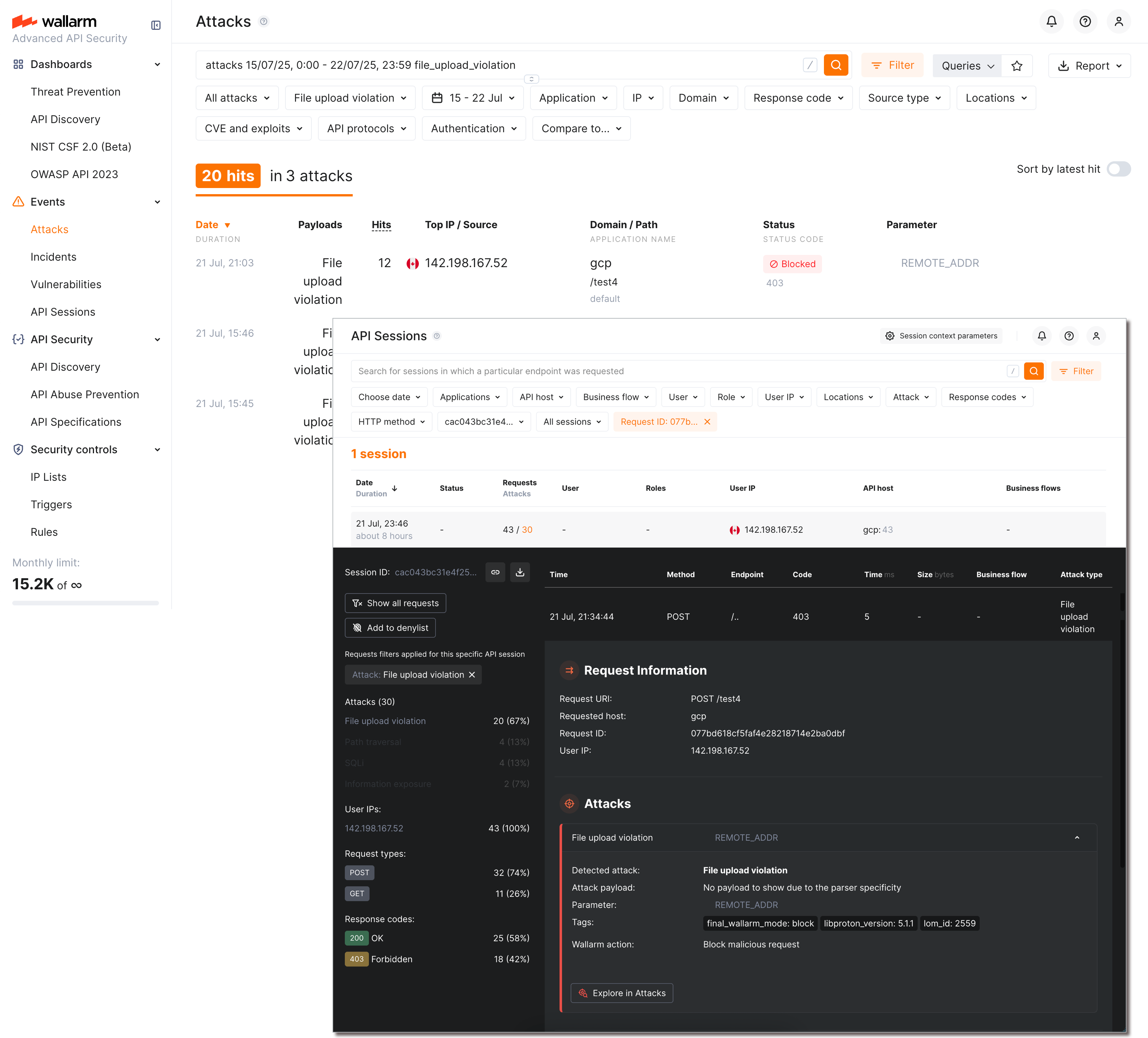 File upload restriction - detected attacks