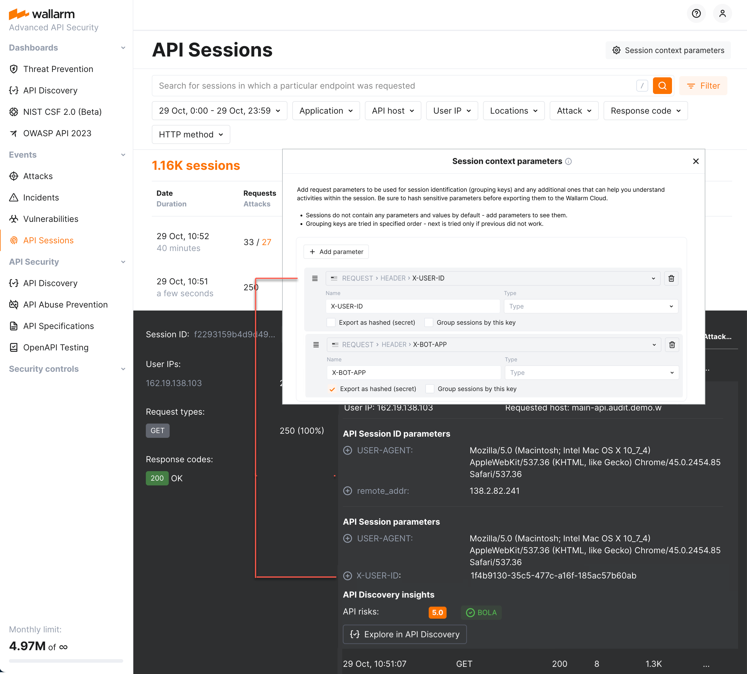 !API Sessions - context parameters