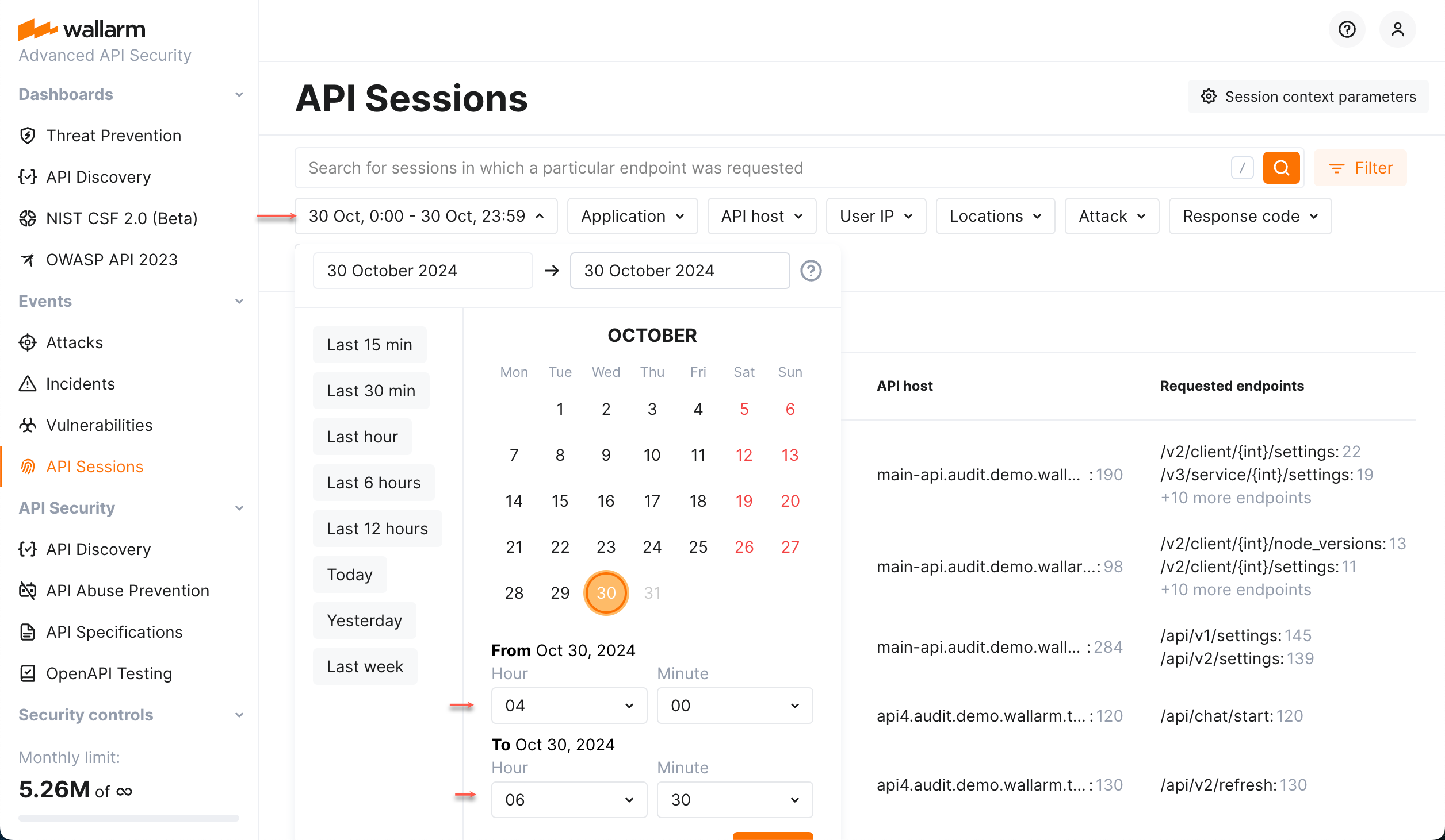 !API Sessions - activities within specific time