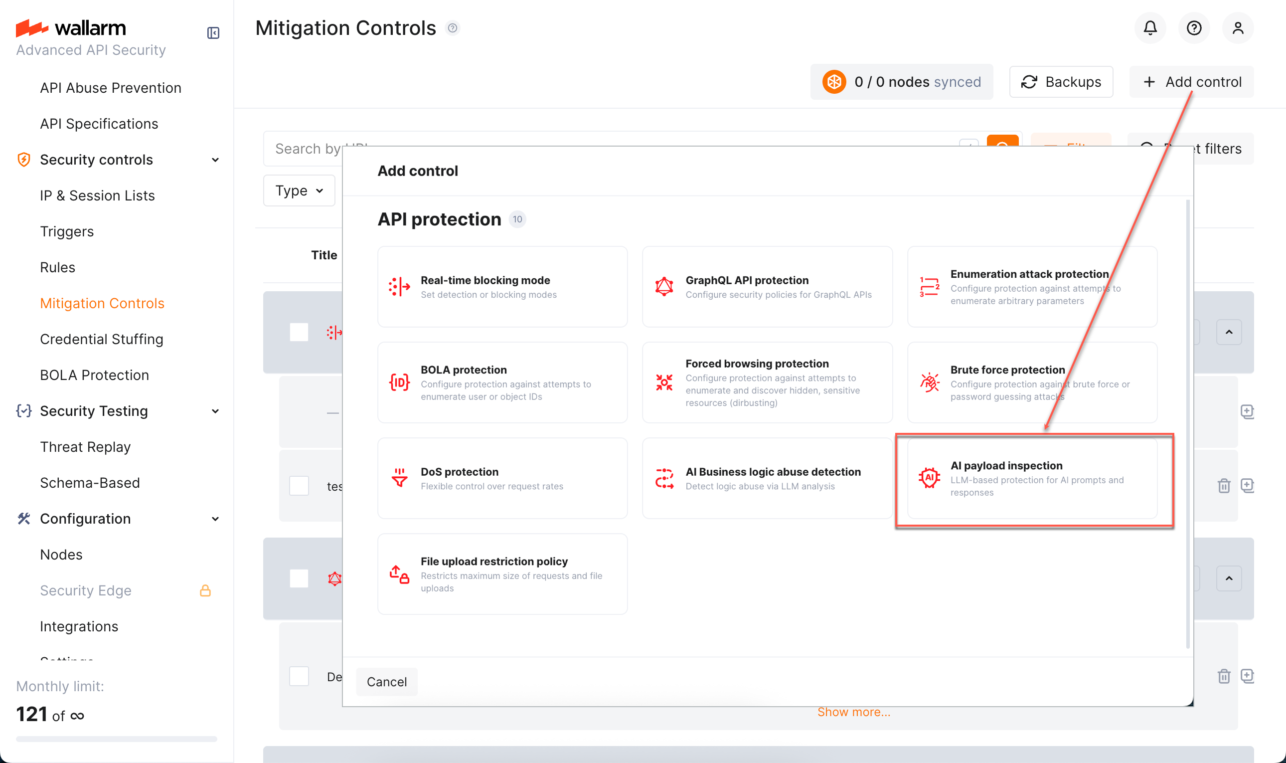 Creating mitigation control