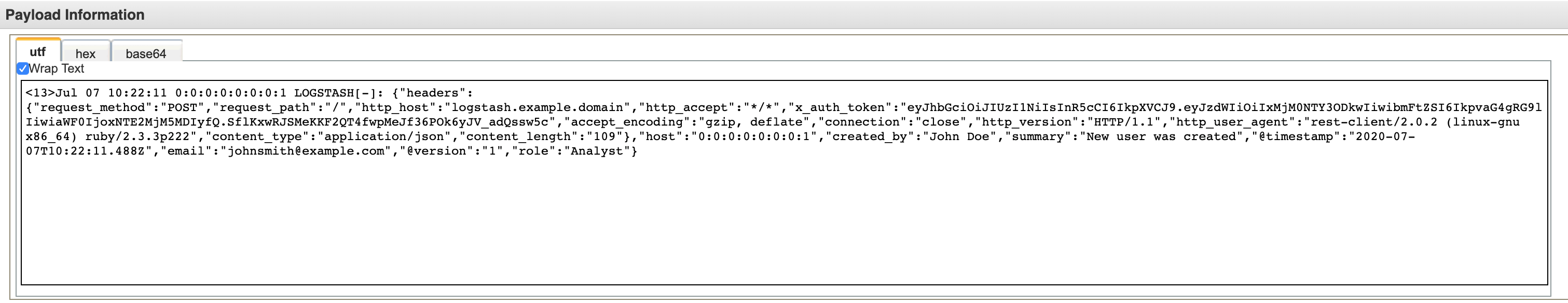New user card in QRadar from Logstash