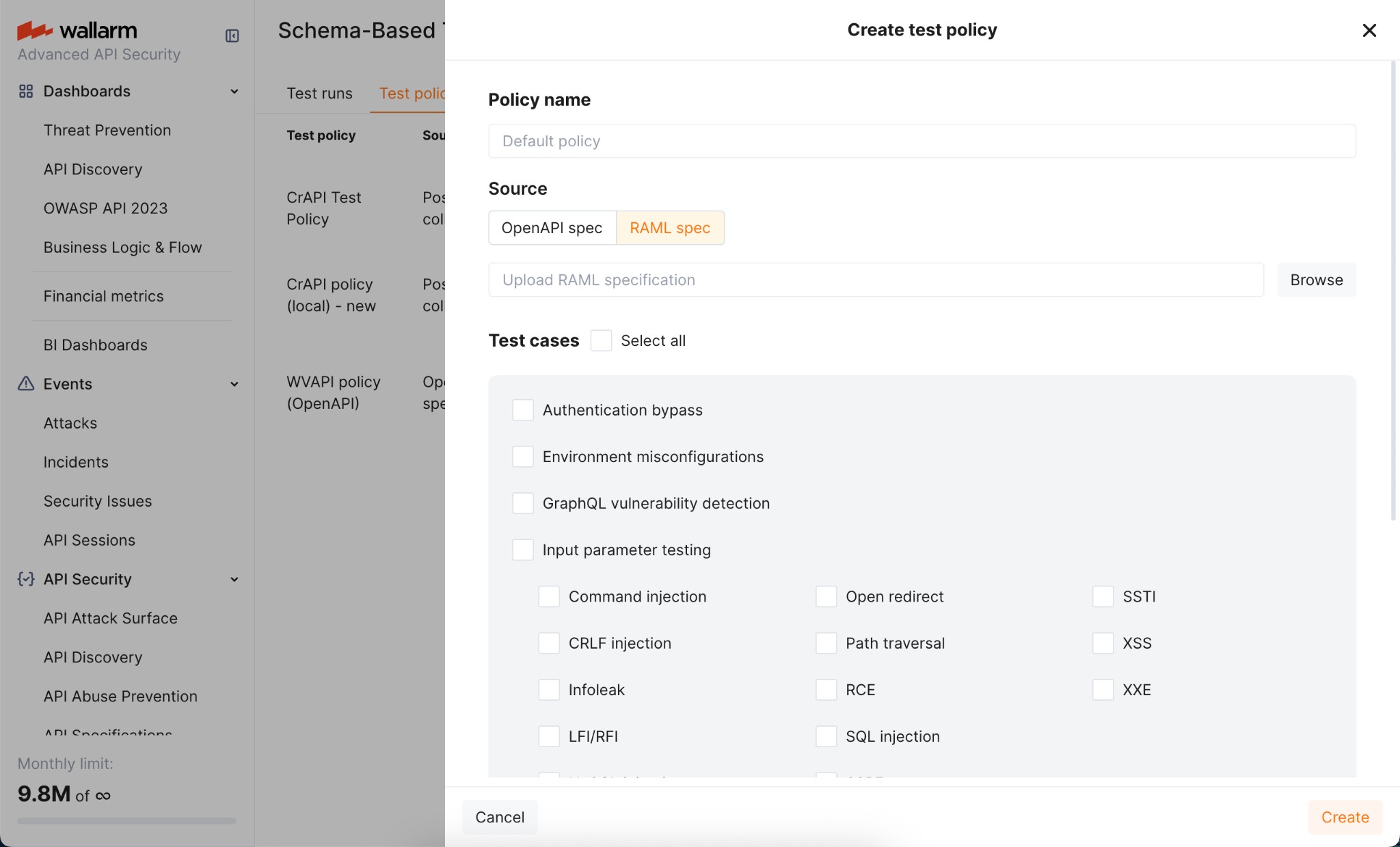 Schema-Based Testing - creating test policy based on RAML specification