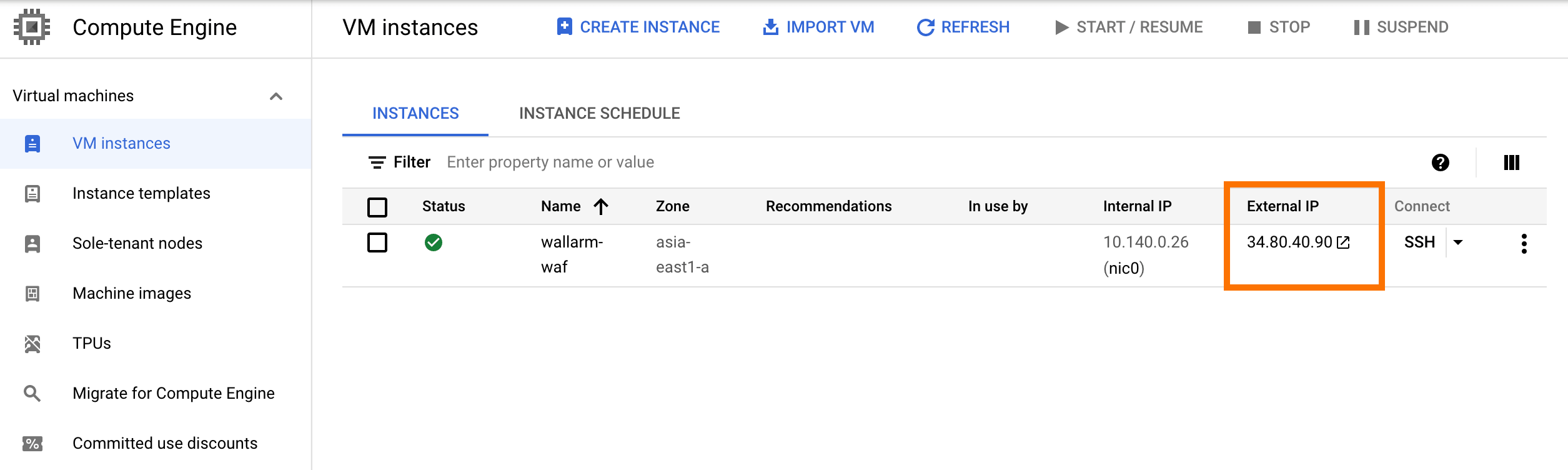 Settig up container instance
